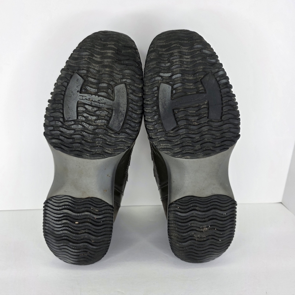 Hogan Interactive Suede Patent Leather Sneakers Womens Almond Toe H Logo  38 1/2 - Picture 15 of 16